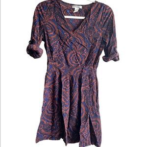 Pinky brown and blue paisley dress